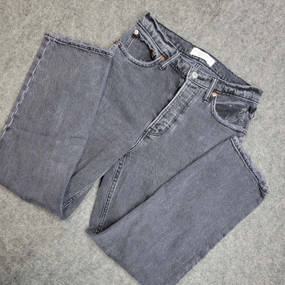 Abercrombie & Fitch Jeans Womens 26/2 Gray Denim High Rise Button Fly The Dad